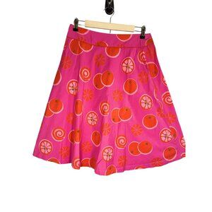 Michael Simon Fruit Skirt Pink M Tropical Resort Preppy Colorful Retro Mod Chic